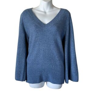 White House Black Market soft blue v-neck sweater size M
